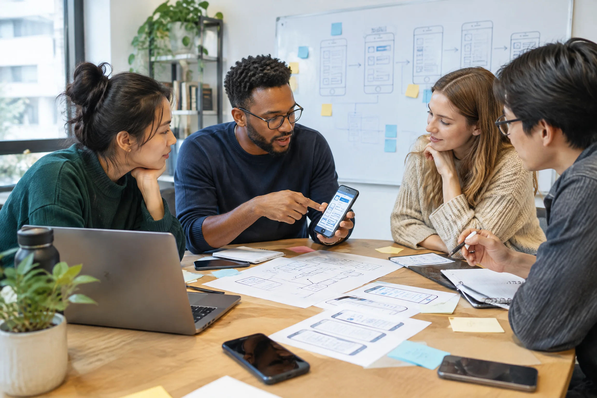 Mobile app development team conversation